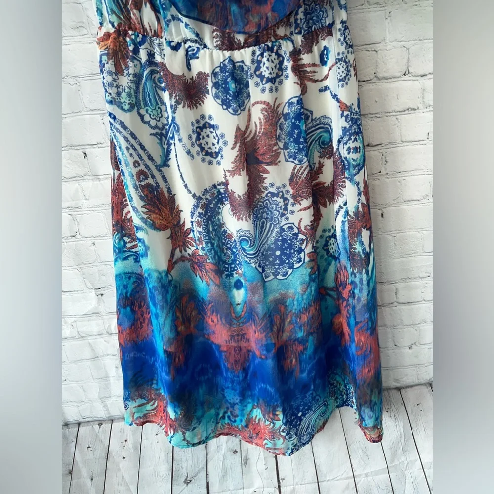 Maurices White, Blue & Pink floral strapless dress size 0 - Picture 12 of 16